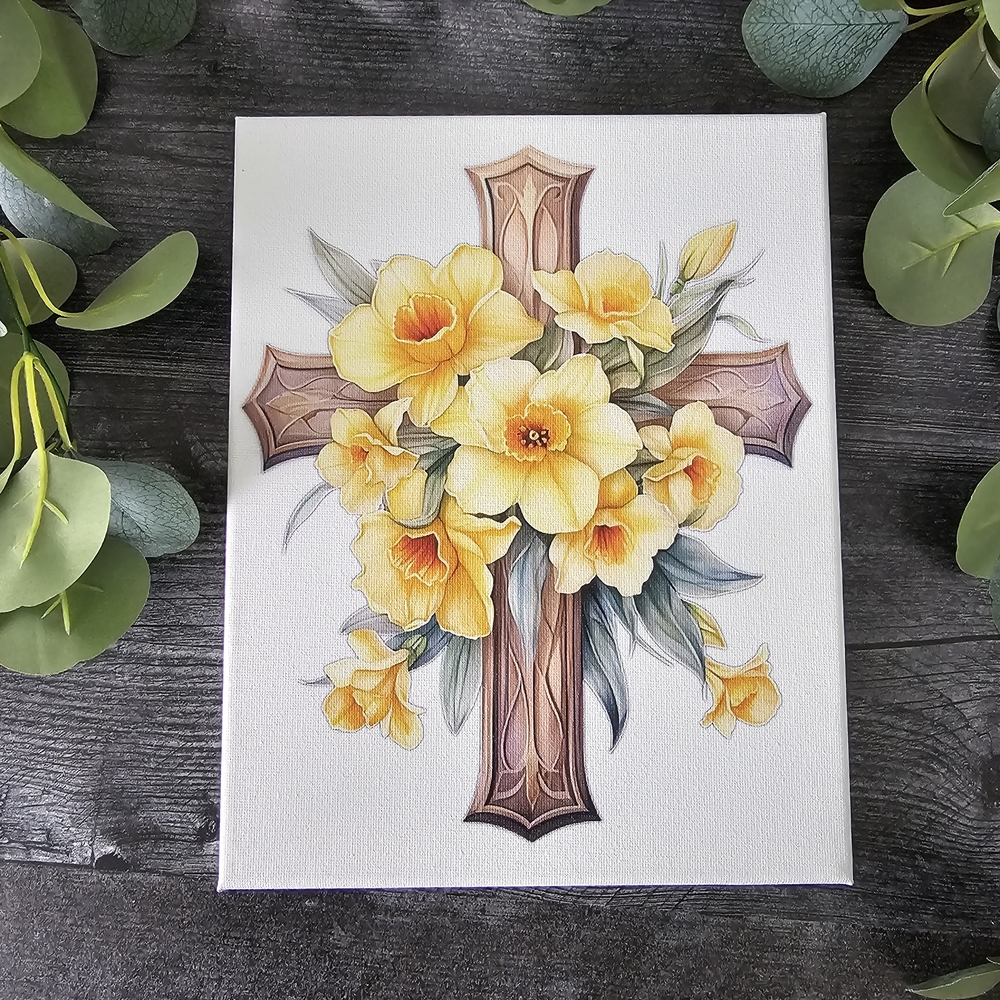 Floral Cross Canvas Art